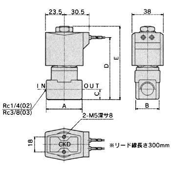 画像: 小型電磁弁3/8インチ-10Ａ-AC100V